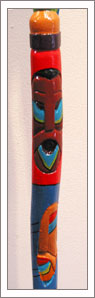 Carved and painted Wood Cane